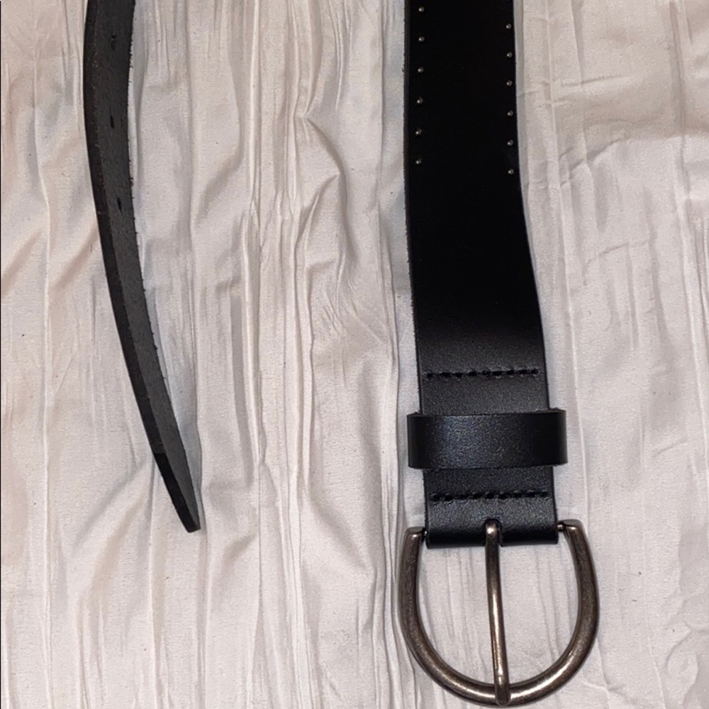 black, silver detailed belt.